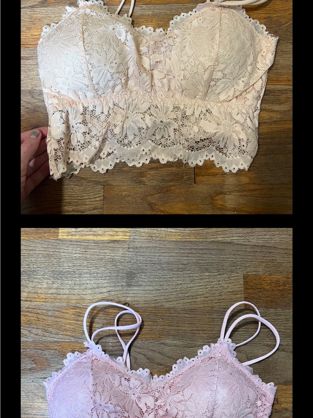 2 Bundle Lot Duufin Bralettes Women Lace Bra with Removable Pads S/M Pink Nude